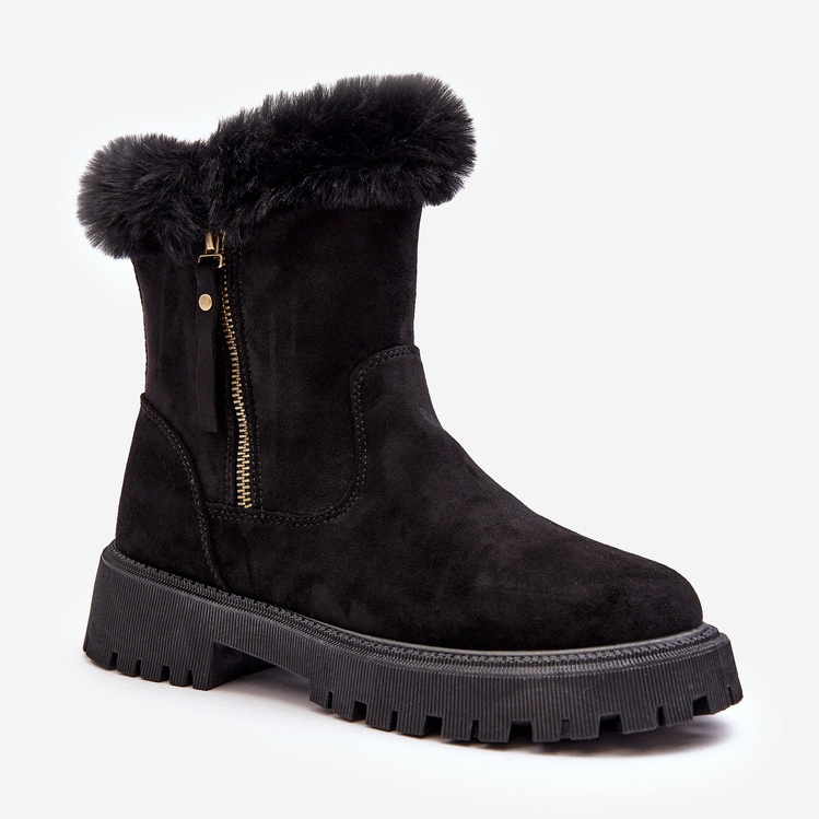 PE1 Stivaletti Da Donna In Camoscio Con Pelliccia, Colore Nero Hasiva 1