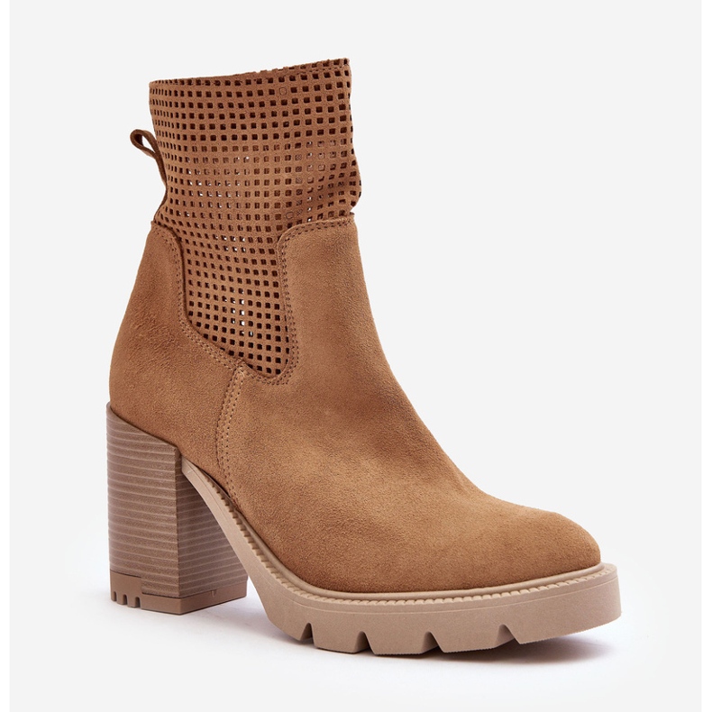 Lewski Shoes Stivaletti da Donna in Camoscio Traforato Camel Lewski 3386 beige 1