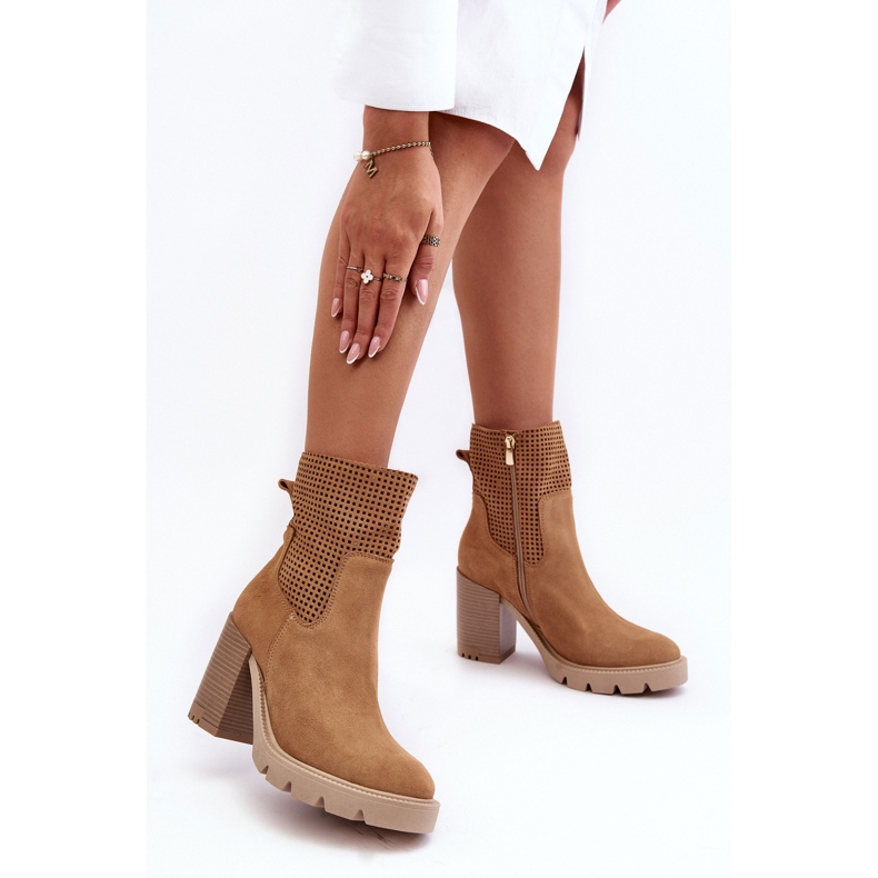 Lewski Shoes Stivaletti da Donna in Camoscio Traforato Camel Lewski 3386 beige 2