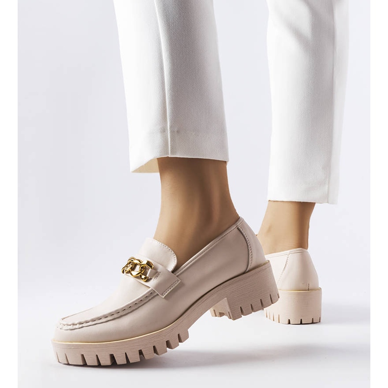 Mocassini beige con suola da trattore di Faiz 1
