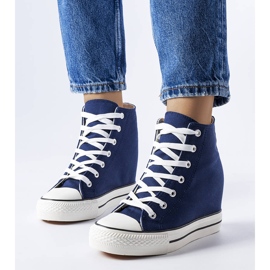 Scarpe da ginnastica con zeppa blu navy 1