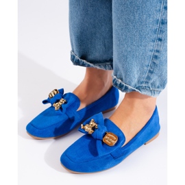 Mocassini da donna in camoscio blu di Shelovet 1