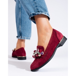 Lords da donna bordeaux con cristalli Shelovet rosso 1