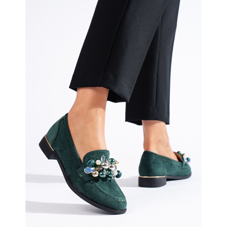Signori da donna verdi con cristalli Shelovet verde 1