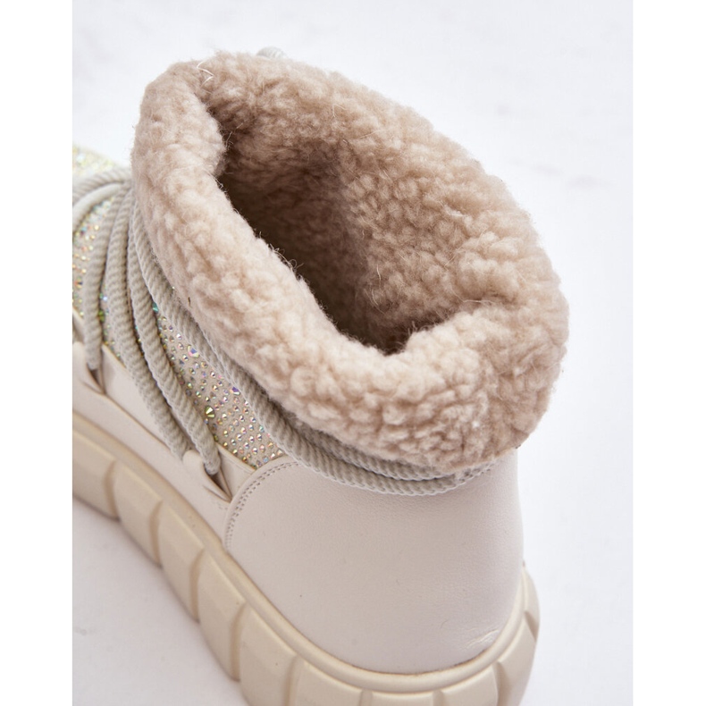 Stivali da neve isolati decorati con strass GOE MM2N4081 Beige 2