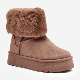 PS1 Stivali da neve Rainsa da donna beige con pelliccia 1
