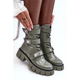 Stivali Worker da Donna Vernice Verde S.Barski MR870-61 1