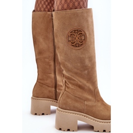 Lewski Shoes Stivali sopra il ginocchio in pelle scamosciata da donna Beige Lewski 3367 2