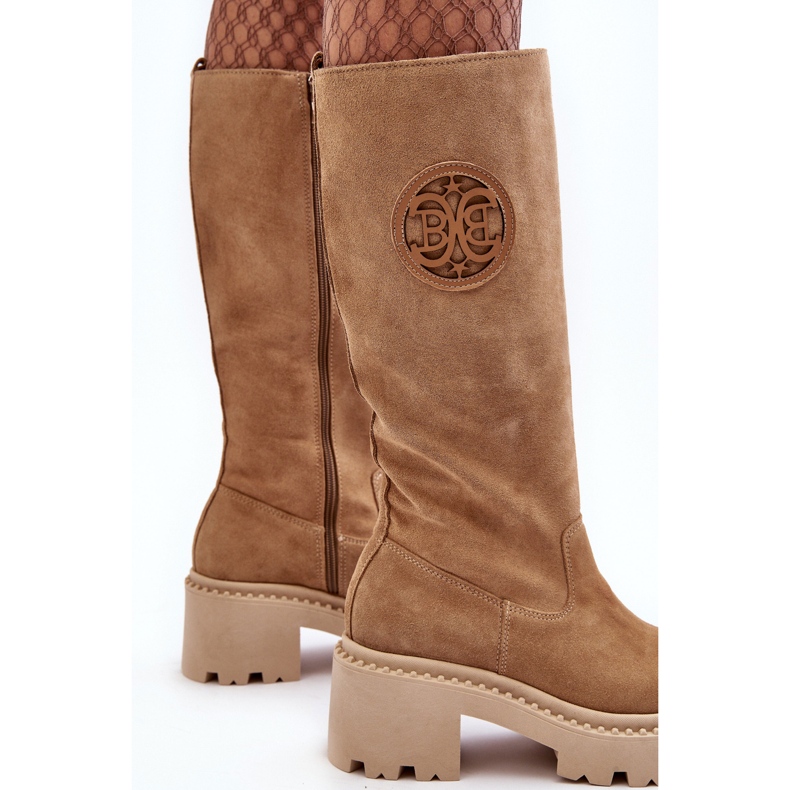 Lewski Shoes Stivali sopra il ginocchio in pelle scamosciata da donna Beige Lewski 3367 2