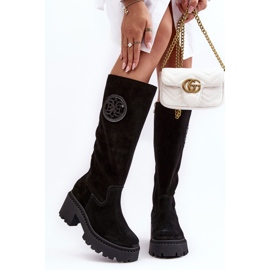 Lewski Shoes Stivali sopra il ginocchio in pelle scamosciata da donna neri Lewski 3367 nero 2