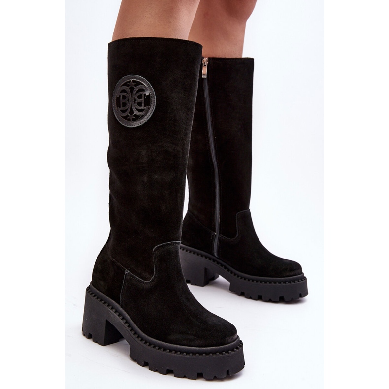 Lewski Shoes Stivali sopra il ginocchio in pelle scamosciata da donna neri Lewski 3367 nero 1