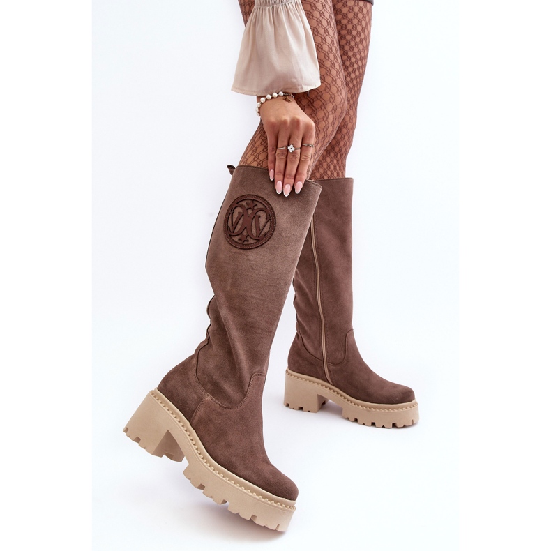 Lewski Shoes Stivali Sopra il Ginocchio in Pelle Scamosciata da Donna Marrone Lewski 3367 2