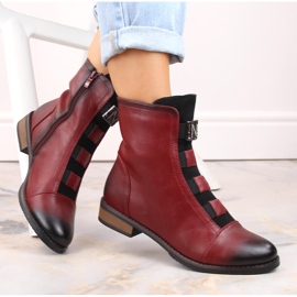 Stivaletti isolanti da donna Jezzi bordeaux con decorazione rosso 1
