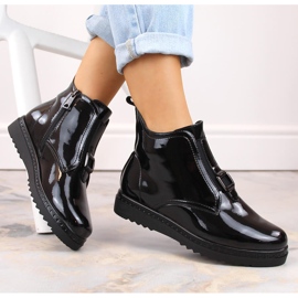 Stivali da donna bassi, isolanti, in vernice nera Vinceza 58148 nero 1
