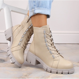 Stivali isolanti con lacci e cerniera da donna, beige Jezzi RMR2038-39 1