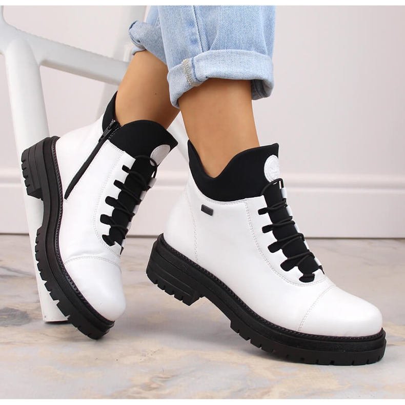 Stivaletti da donna impermeabili, comodi e isolanti, bianchi, Rieker Tex Y3163-80 bianco 1