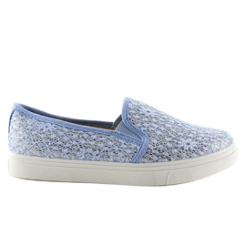 Slip-on in pizzo pastelli XIN07P Azzurro blu 1