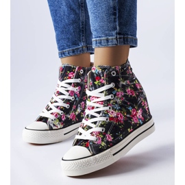 BM Sneaker con zeppa a fiori di colore nero di Fouquet 1