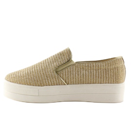 Tessuto a coste slip-on T225P Gold marrone giallo 2