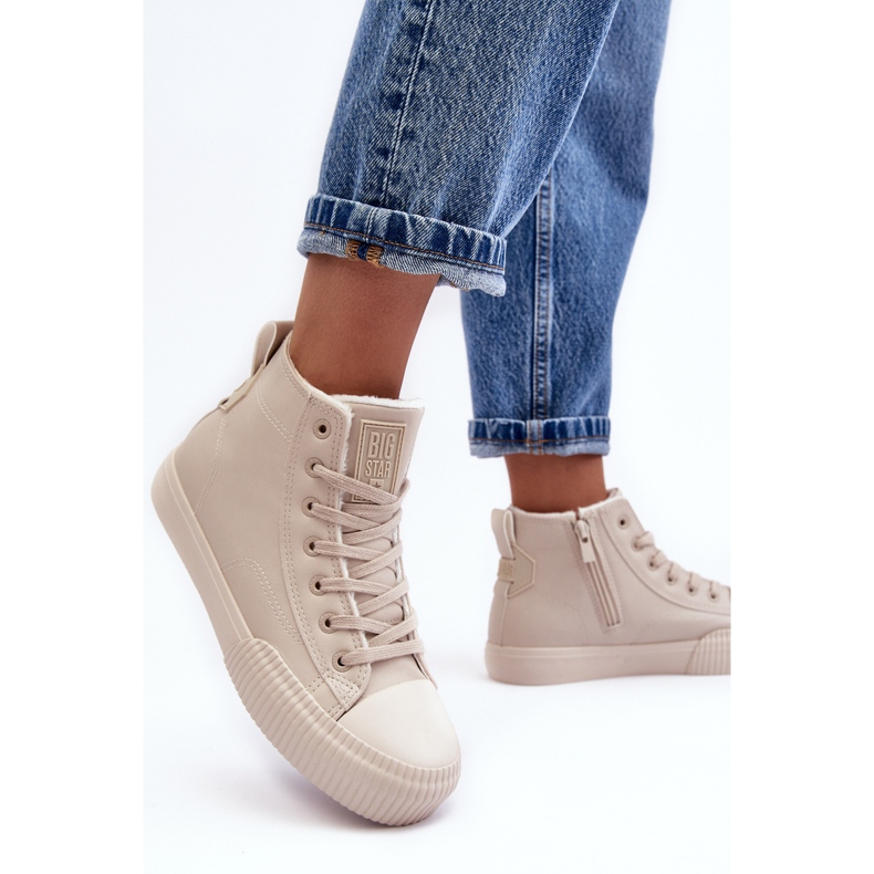 Sneakers Isolanti da Donna con Cerniera Beige Chiaro Big Star MM274018 2