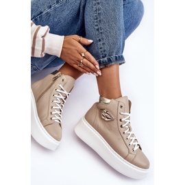 Sneakers Alte con Zip da Donna Lemar Beige Katerin 2