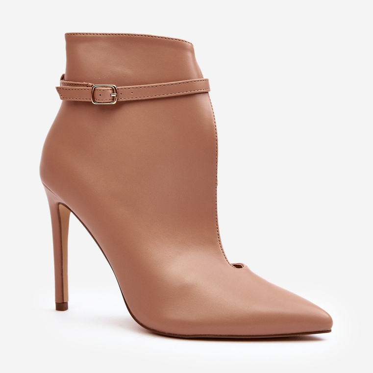 WS1 Stivaletti da Donna in Pelle con Tacco Alto, Beige Amalundi 1