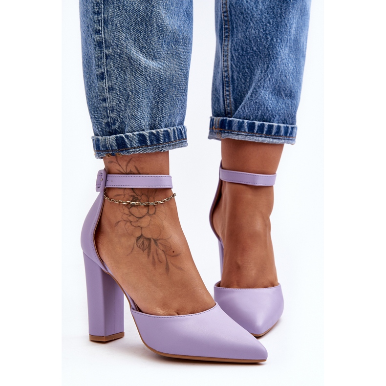 Décolleté in pelle con tacco alto, Salira viola 2