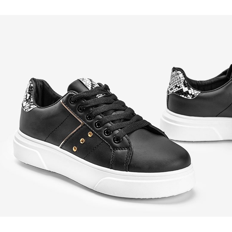 Sneakers nere con motivo a pelle di serpente di Ellen nero 2