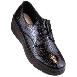Scarpe oxford Croco da donna in vernice con zeppa T.Sokolski 328 nero 1