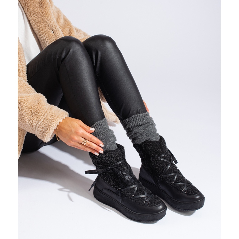 Doposci da donna neri con plateau nero 2