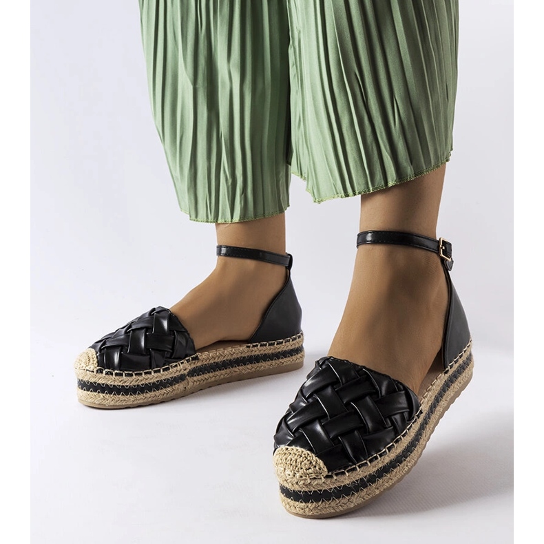 Espadrillas nere con plateau di Gour nero 1