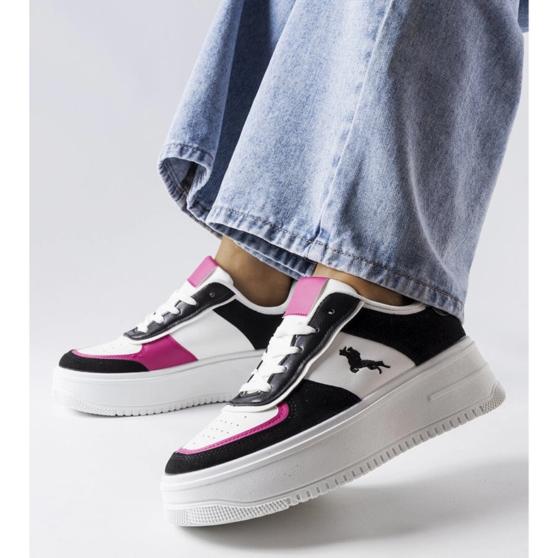 Sneakers con plateau nere e rosa di Gidle nero 1