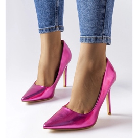 Scarpe con tacco alto metallizzato rosa scuro di Delis 1