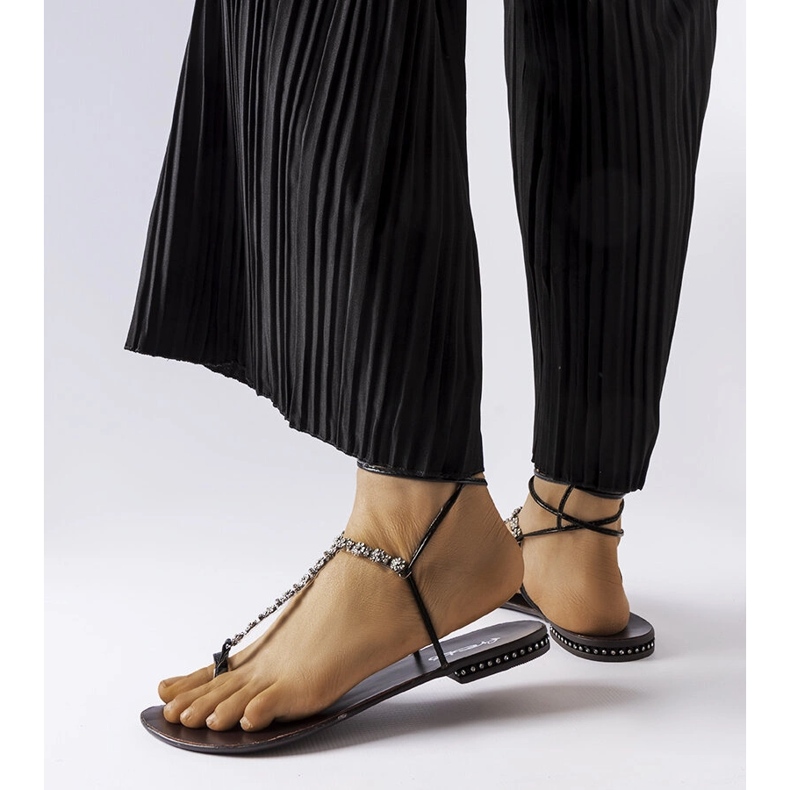 Sandali neri con strass di Troghi nero 1