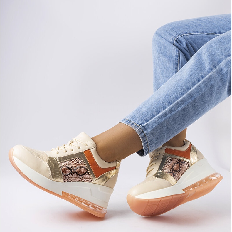 Inna Sneakers con zeppa beige di Irpina 1