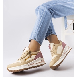 Scarpe da ginnastica sportive beige e rosa di Delid 1