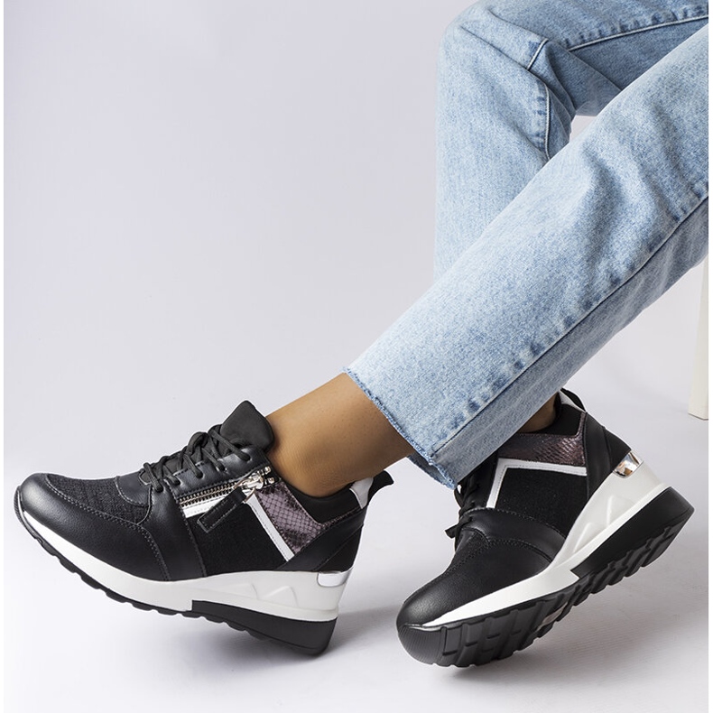 Inna Sneakers con zeppa nere di Deodata nero 1
