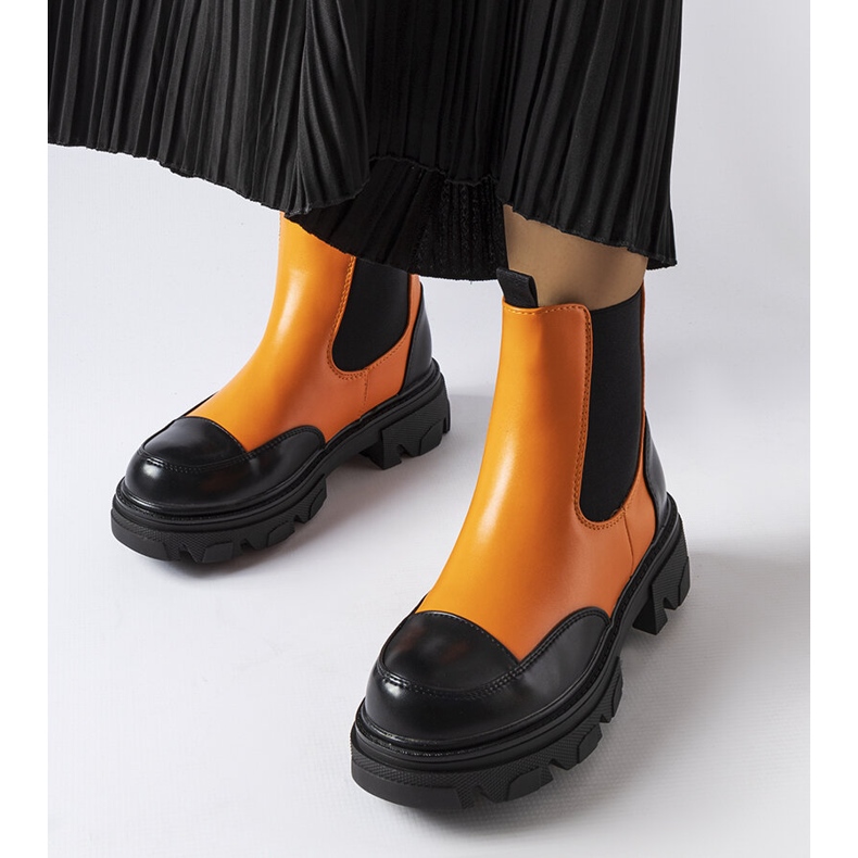 Stivali slip-on neri e arancioni di Albany arancia 1