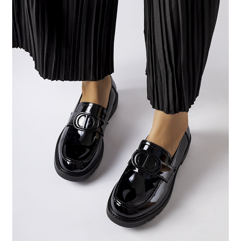 Inna Mocassini Scranton in vernice nera nero 1