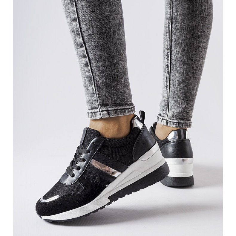 Inna Sneakers con zeppa nere e argento di Titusville nero 1