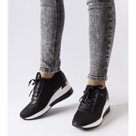 Inna Sneakers con zeppa in strass nere di Vala nero 1