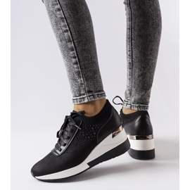 Inna Sneakers con zeppa in strass nere di Vala nero 2