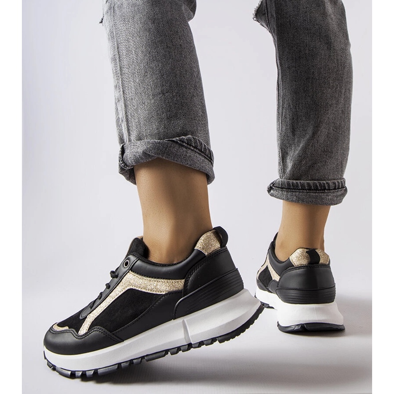 Inna Sneakers nere con decorazione glitter di Busso nero 2