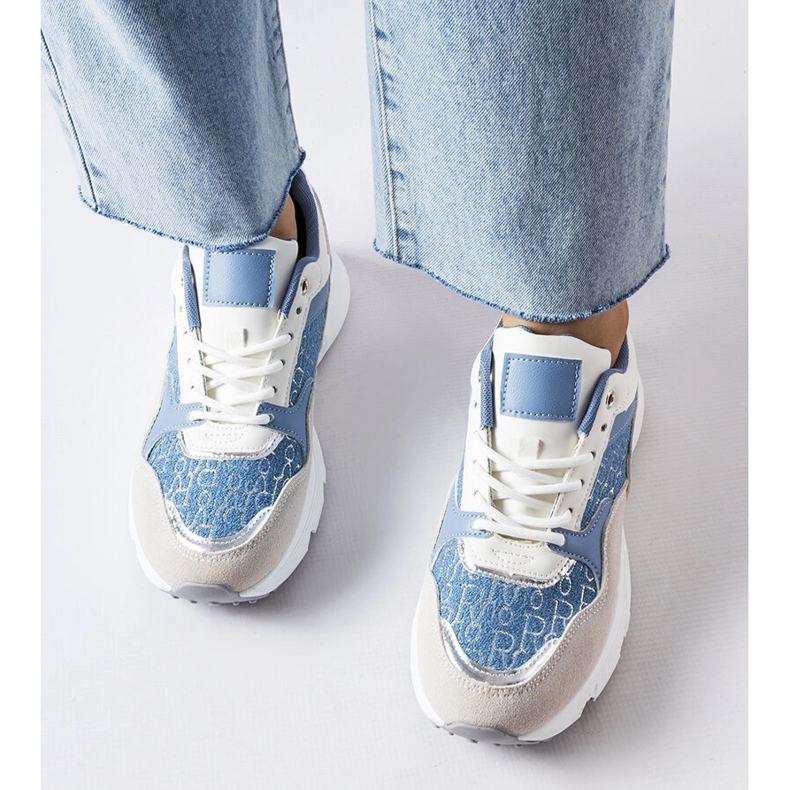 Scarpe blu e bianche con dettagli argento di Rio bianca 1
