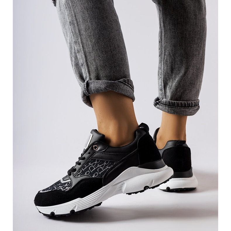 Scarpe da ginnastica nere con decorazione argento di Rio bianco 1