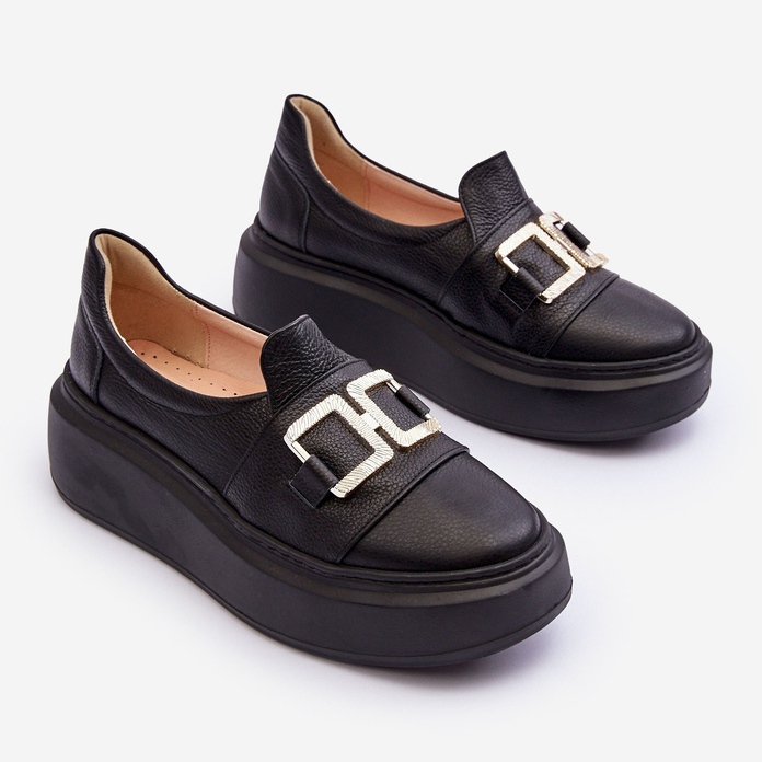 Lewski Shoes Scarpe da Donna in Pelle con Plateau Nere Lewski 3398/2 nero 2