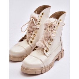 Lewski Shoes Stivali Da Donna In Pelle Con Pelliccia, Beige Chiaro Lewski 3296 2