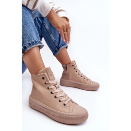 Scarpe da ginnastica isolate con cerniera da donna Beige Big Star MM274022 1