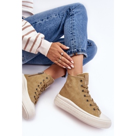 Scarpe da ginnastica isolate con cerniera da donna Camel Big Star MM274026 beige 2