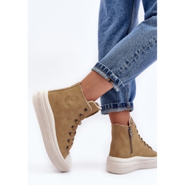 Scarpe da ginnastica isolate con cerniera da donna Camel Big Star MM274026 beige 1